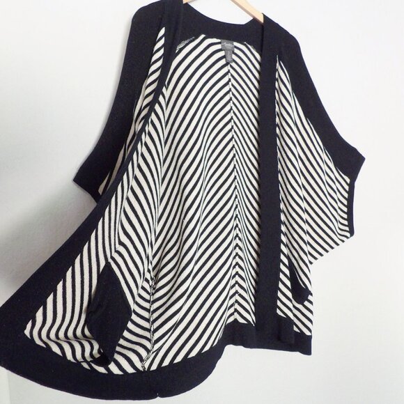 Chico's Travelers Collection Striped Cardigan Sweater Dolman Kimono Open Front L - Picture 9 of 16